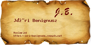 Jóri Benignusz névjegykártya